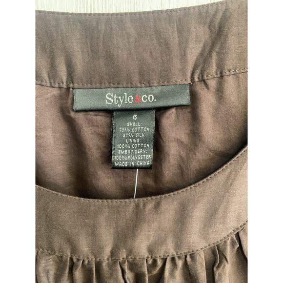 Style & Co Brown Sleeveless Floral Top Size 6 NWT - Picture 3 of 4